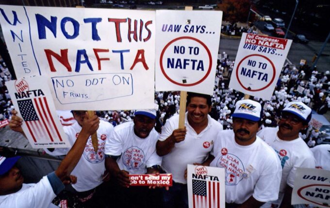 Workers protesting NAFTA